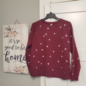Old Navy sweatshirt with Daisies, deep red, woman's medium
